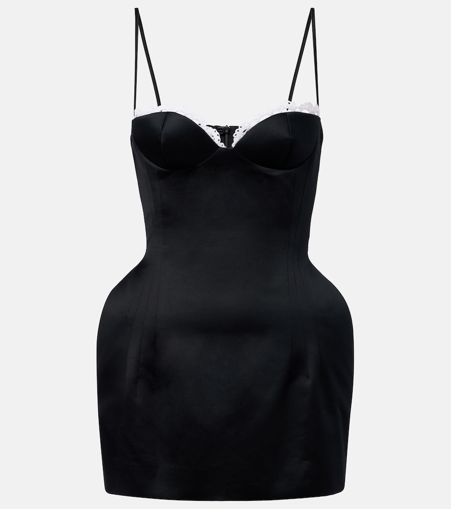 Magda Butrym Women's Black Crochet-Trimmed Cotton Bustier Dress UK Size 4 - Mytheresa
