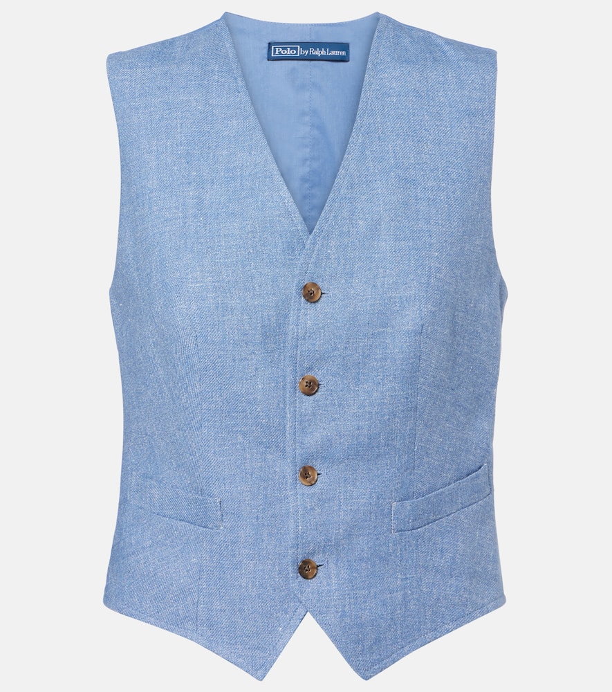 Polo Ralph Lauren Linen And Cotton Twill Vest In Blue