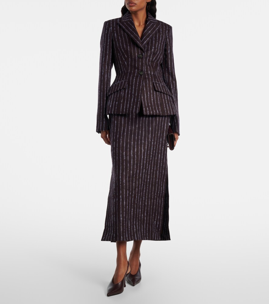 Erdem Pinstripe wool and mohair pencil skirt