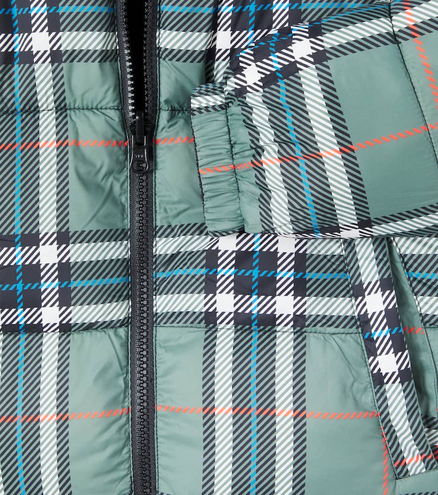 Stella Mccartney Checked Reversible Puffer Jacket In Blue