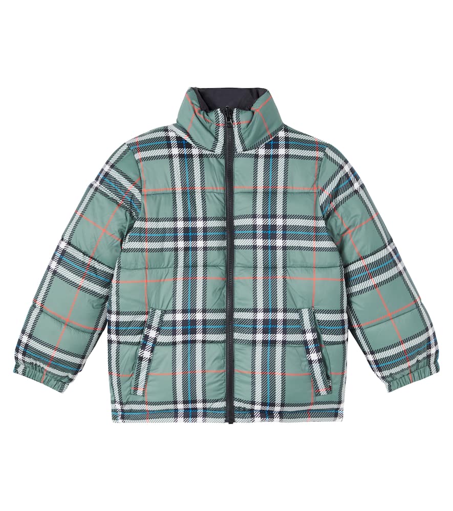 Stella Mccartney Checked Reversible Puffer Jacket In Blue