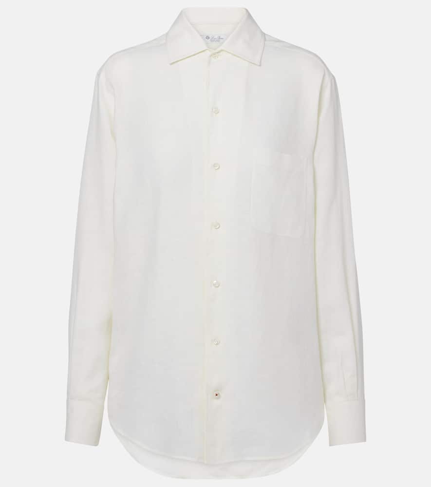 Loro Piana Andre Button Down Silk Blouse In White