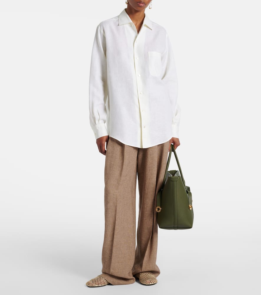 Loro Piana Andre Button Down Silk Blouse In White