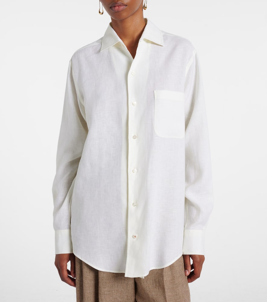 Loro Piana Andre Button Down Silk Blouse In White