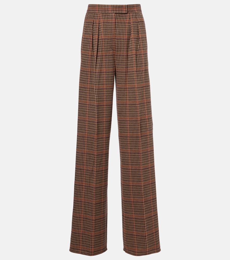 Max Mara Seggio Wool And Cotton Jersey Wide-leg Pants In Brown