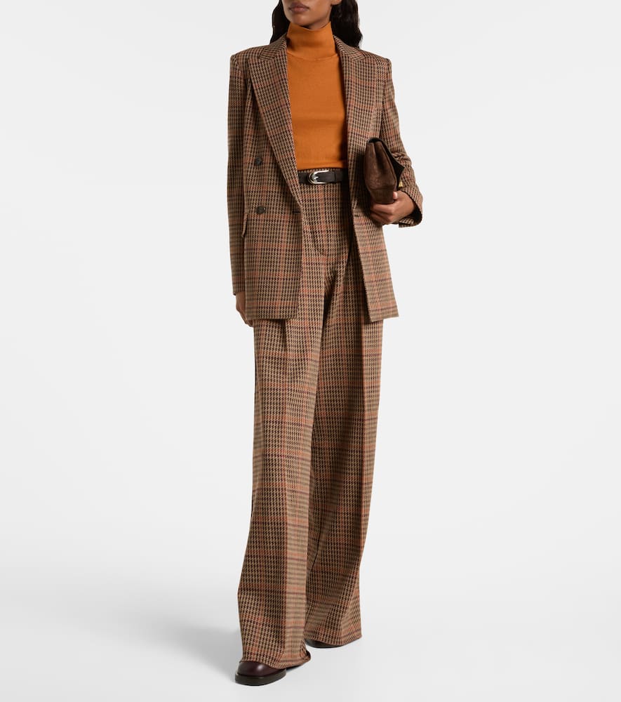 Max Mara Seggio Wool And Cotton Jersey Wide-leg Pants In Brown