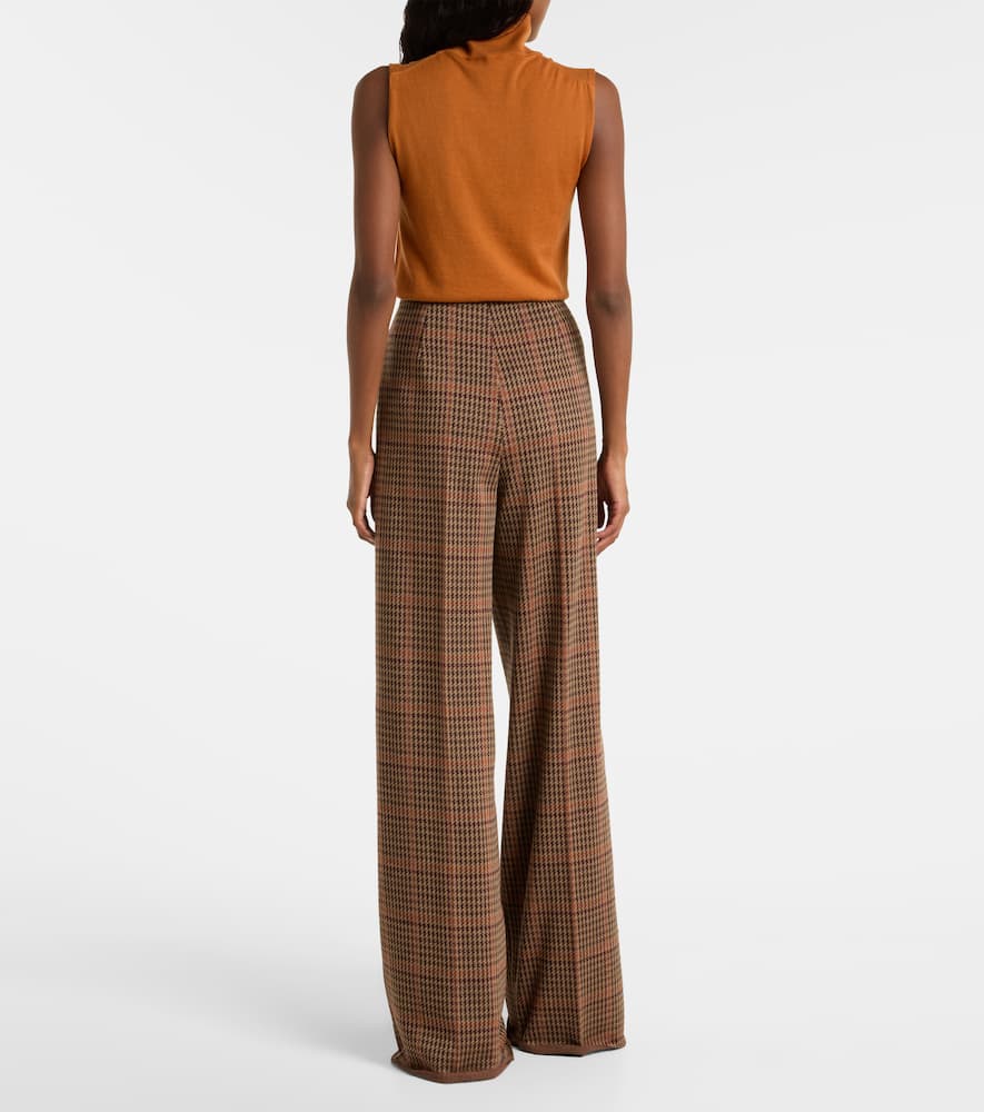 Max Mara Seggio Wool And Cotton Jersey Wide-leg Pants In Brown