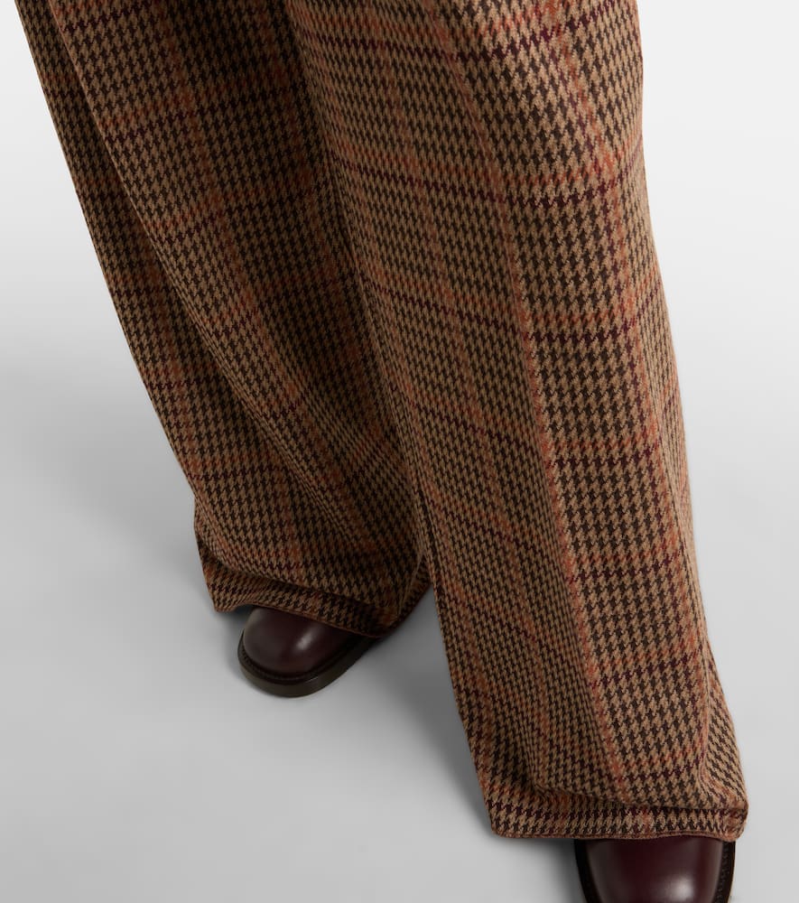 Max Mara Seggio Wool And Cotton Jersey Wide-leg Pants In Brown