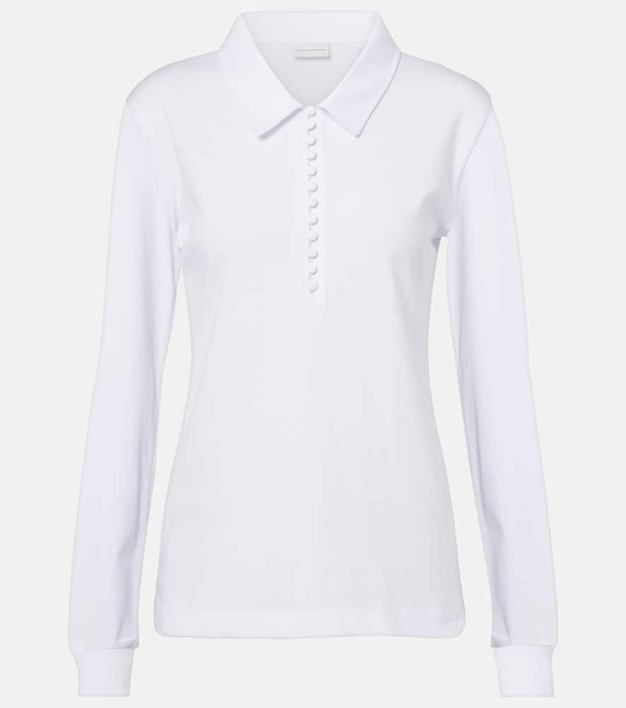 Dries Van Noten Cotton Jersey Polo Shirt In White