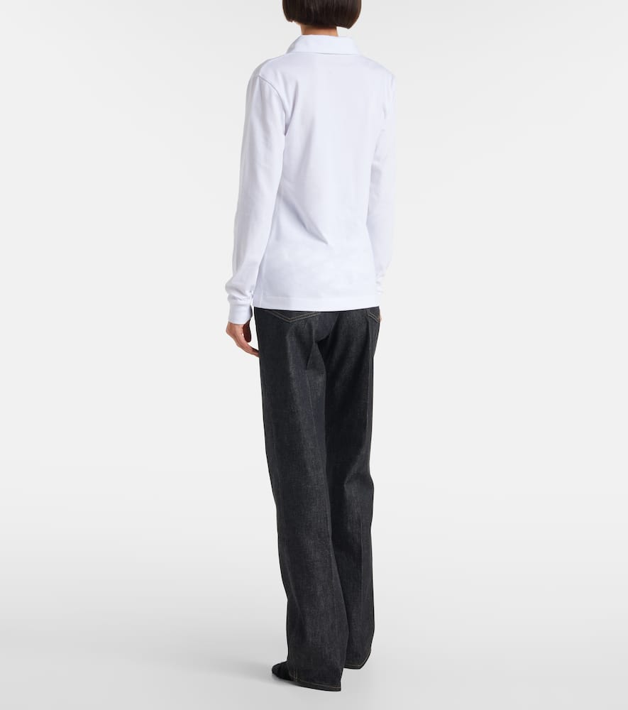 Dries Van Noten Herst Long-sleeve Polo Shirt In White