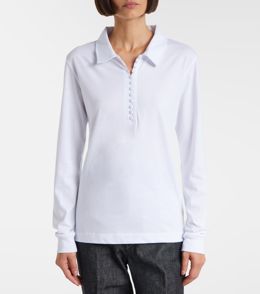 Dries Van Noten Herst Long-sleeve Polo Shirt In White