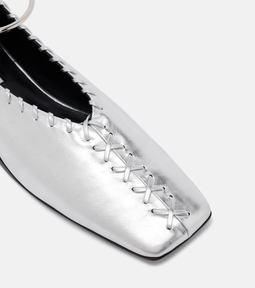 Jil Sander Ankle-bracelet Ballet Flats In Silver