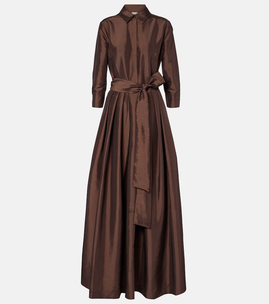Simkhai Julip Belted Taffetta Gown In Brown