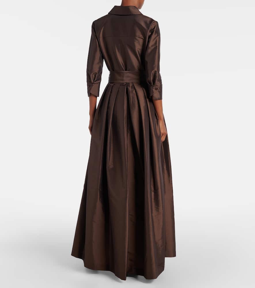 Simkhai Julip Belted Taffetta Gown In Brown