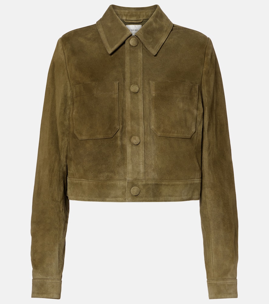 Frame The Small Suede Jacket In Green