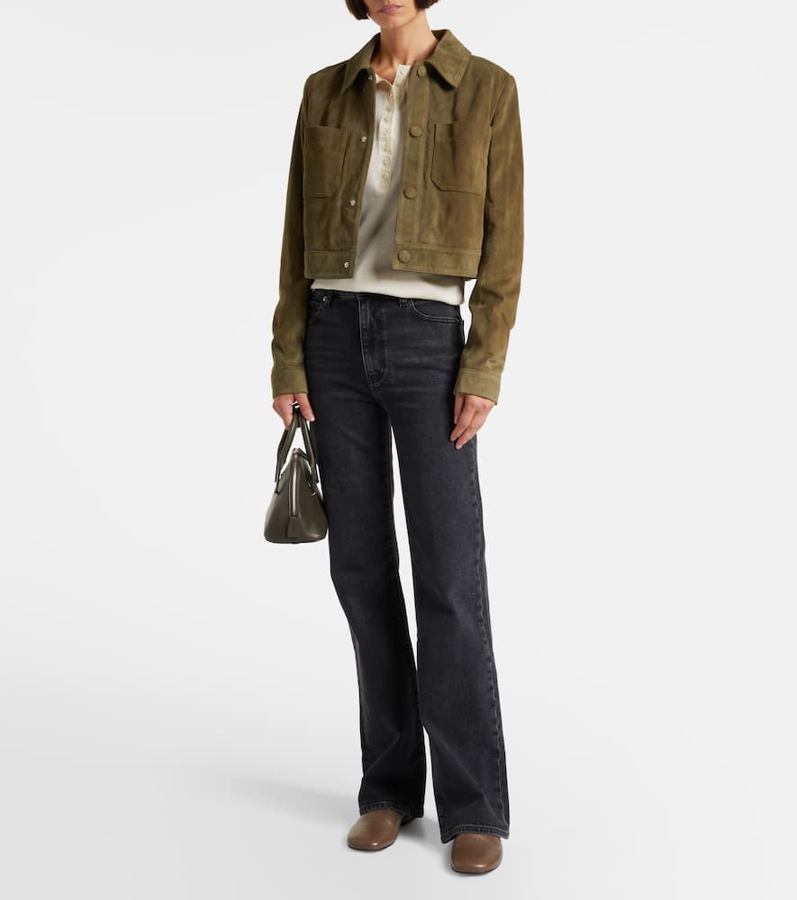 Frame The Small Suede Jacket In Green
