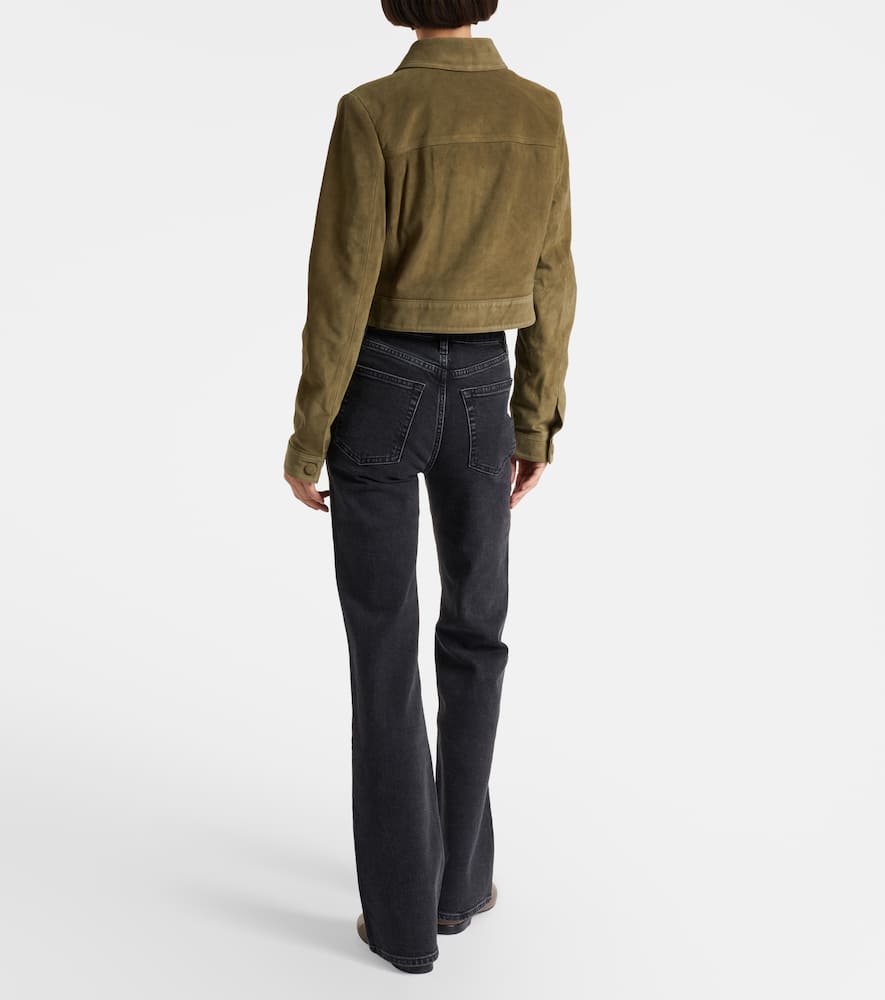 Frame The Small Suede Jacket In Green