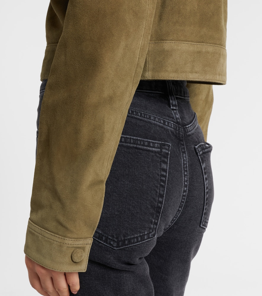 Frame The Small Suede Jacket In Green
