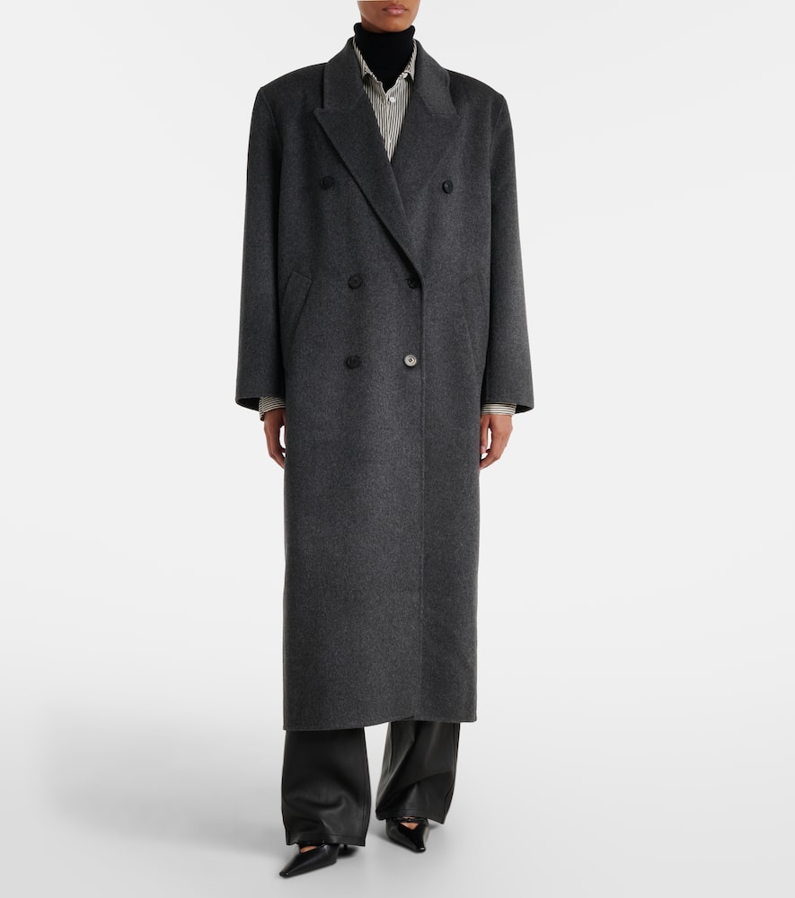 The Frankie Shop Gaia Double-breasted Wool-blend Coat In Black