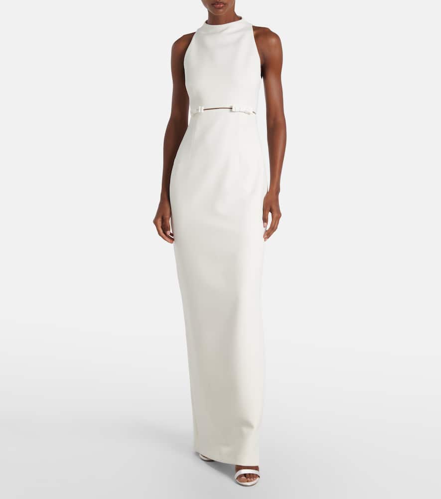 Safiyaa Bridal Jalie Bow-detail Crêpe Gown In White