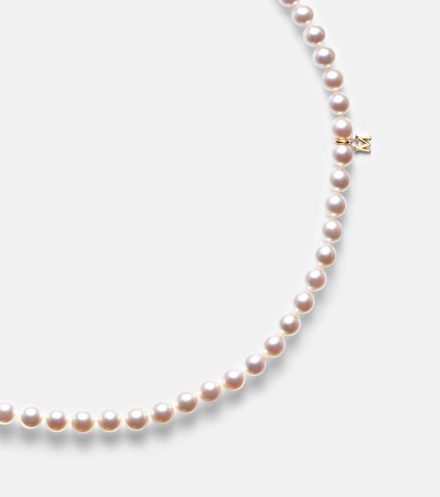 Mikimoto 18kt Gold Necklace With Pearls And Diamonds In Gold