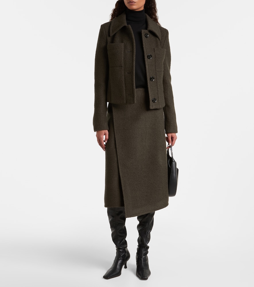 Proenza Schouler Bodhi wool-blend bouclé twill wrap skirt