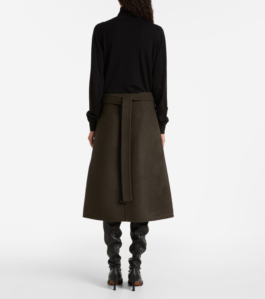 Bodhi Wool-Blend Bouclé Twill Wrap Skirt