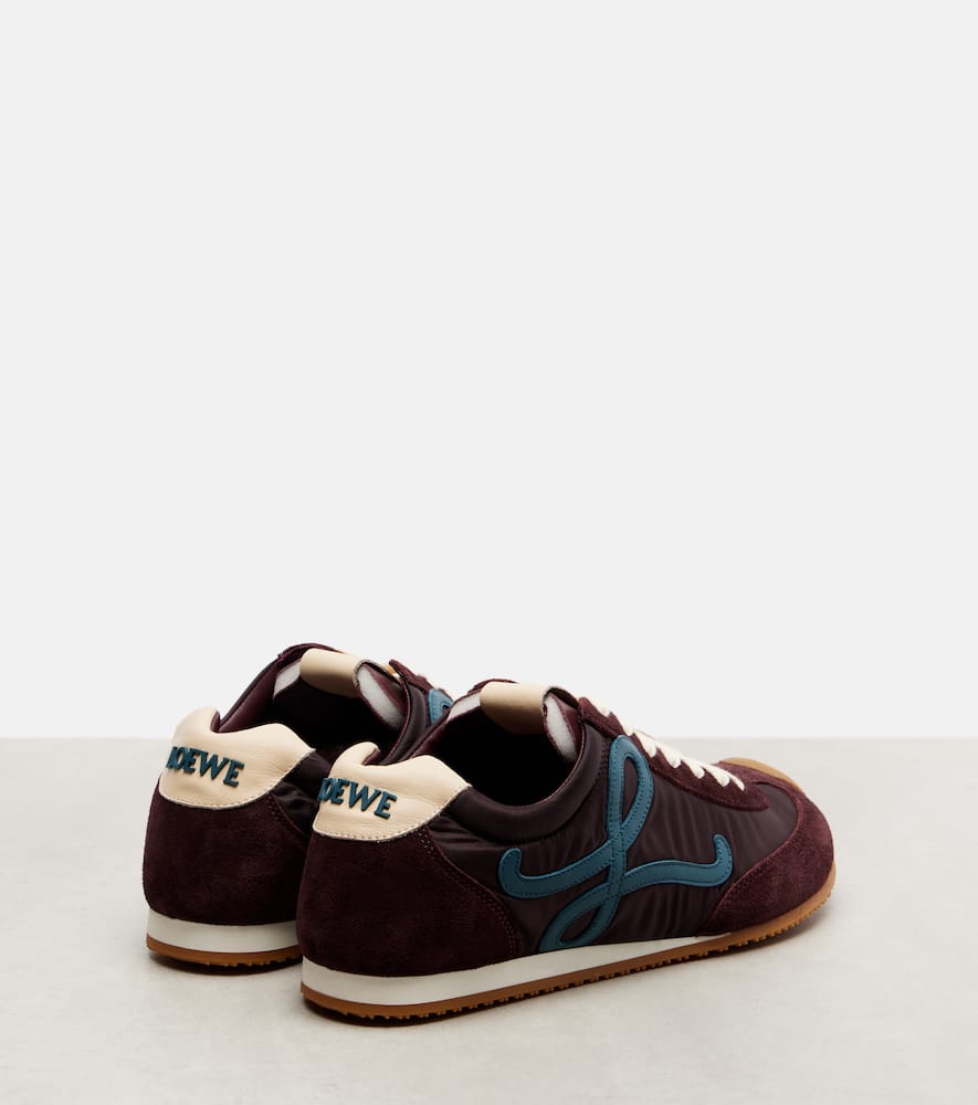 Loewe Flow Runner 2.0 Suede-trimmed Sneakers In Burgundy