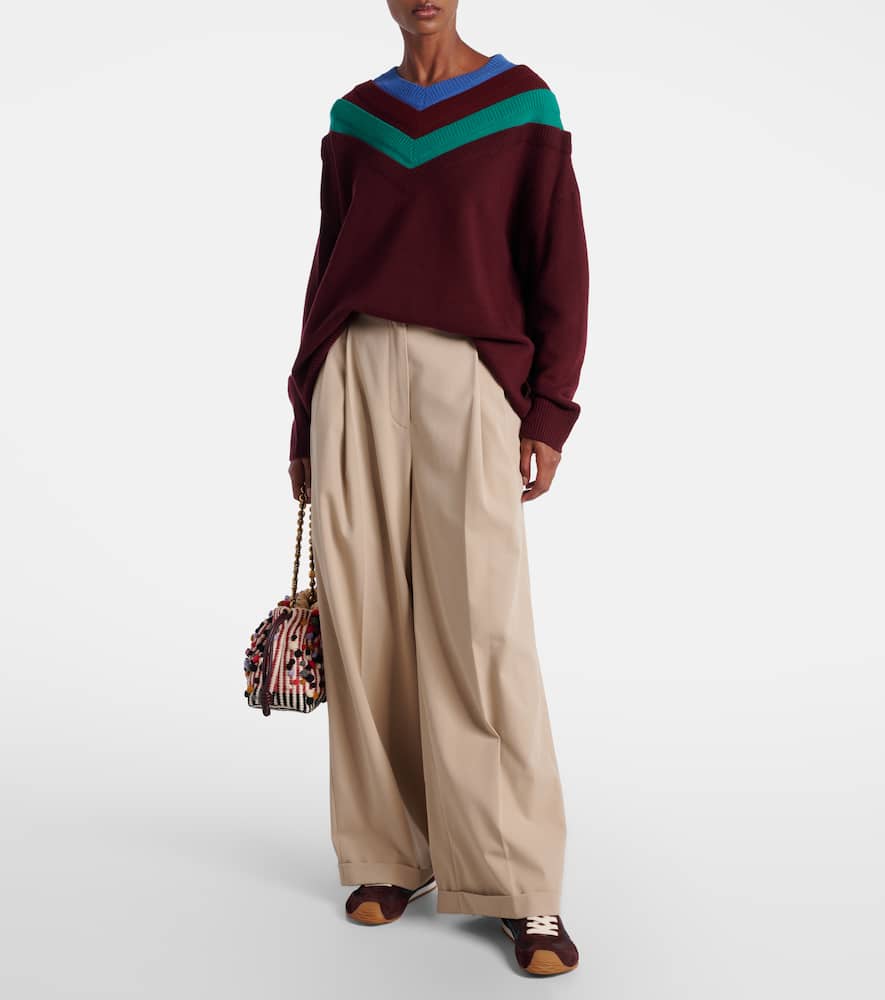 Loewe Flow Runner 2.0 Suede-trimmed Sneakers In Burgundy