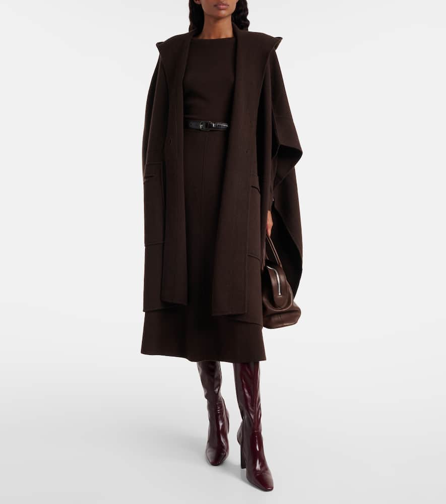 Jardin Des Orangers Hooded Wool And Cashmere Cape In Brown