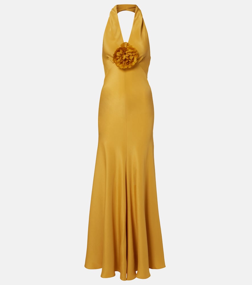Rodarte Floral-appliqué silk crêpe gown