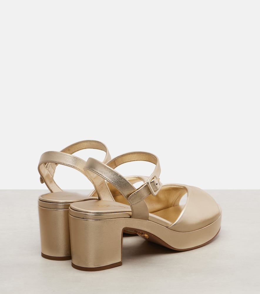 Prada Metallic Leather Platform Sandals In Gold