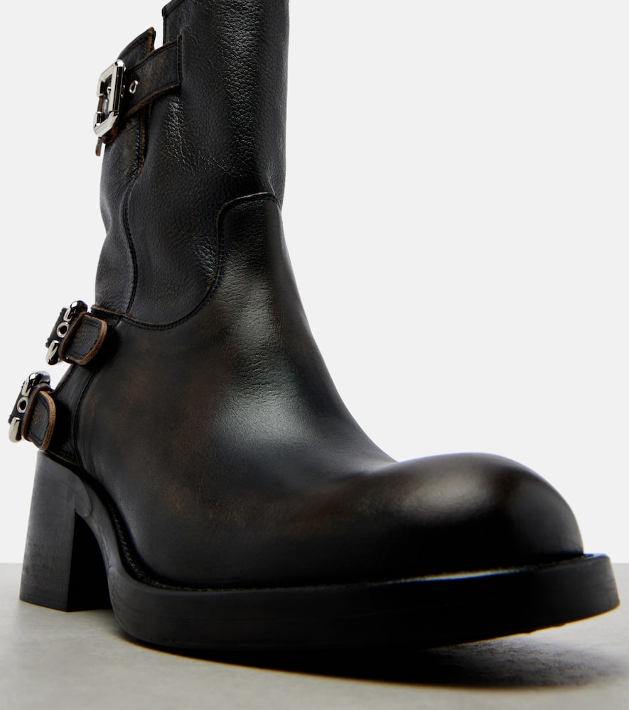 Chloé Dakota 60 Leather Biker Boots In Black