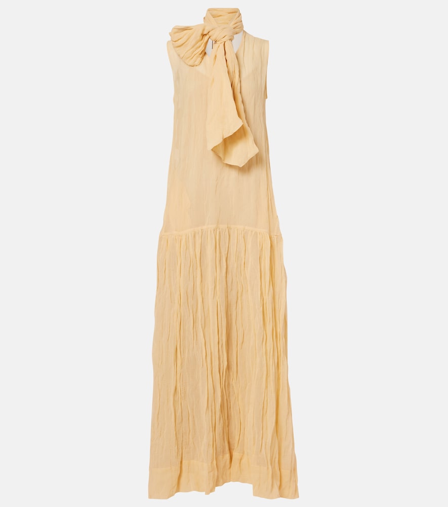 Plan C Scarf-detail cotton-blend maxi dress
