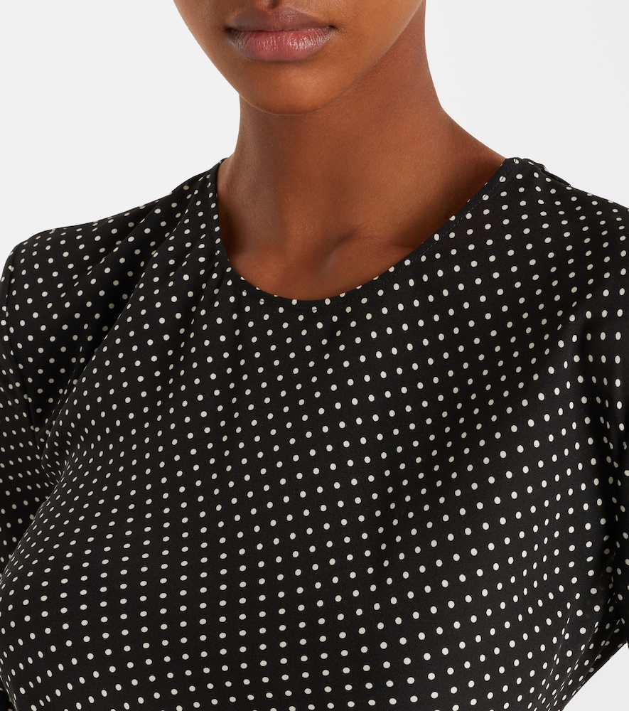 Polka-Dot Silk Midi Dress