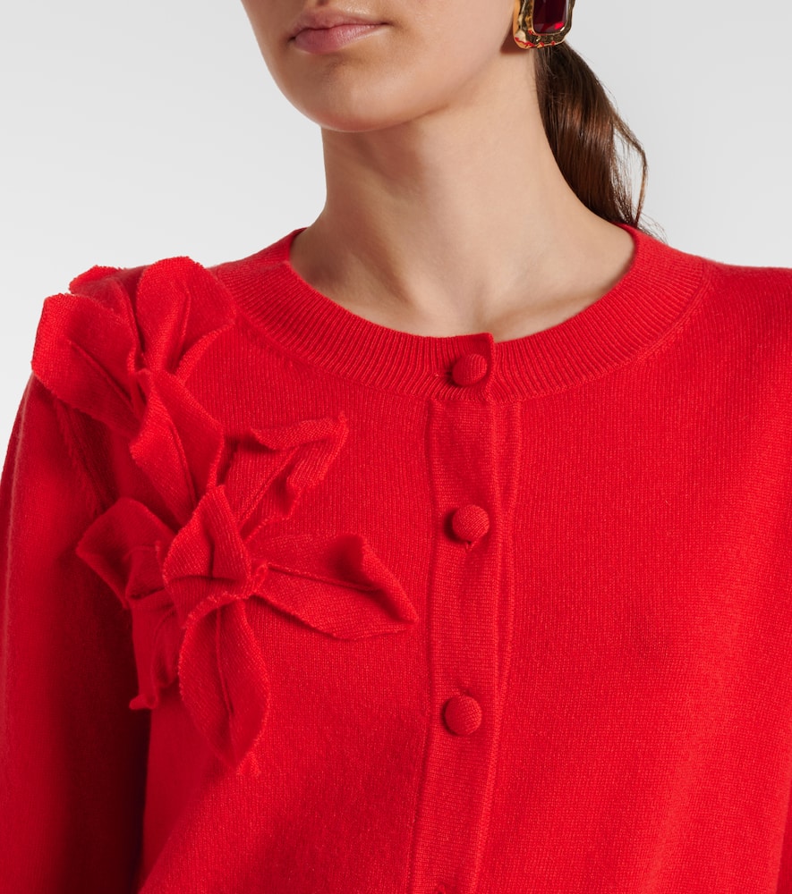 Jardin Des Orangers Floral-appliqué Cashmere And Wool Cardigan In Red