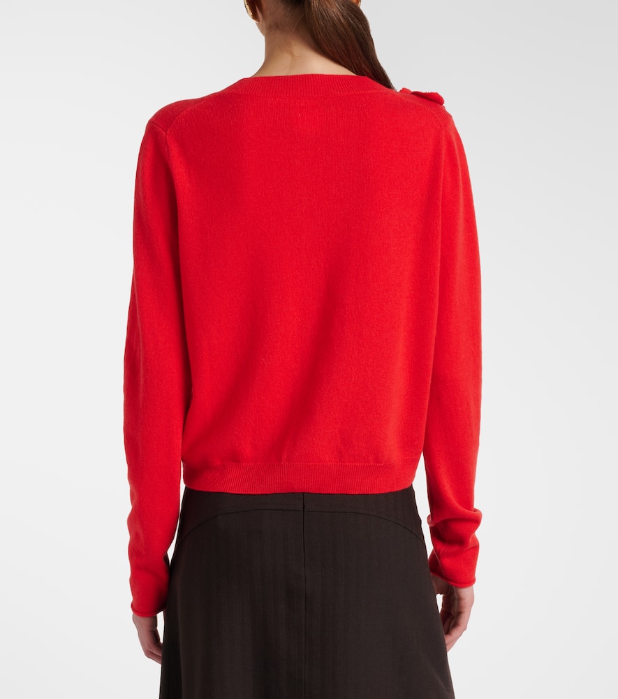 Jardin Des Orangers Floral-appliqué Cashmere And Wool Cardigan In Red