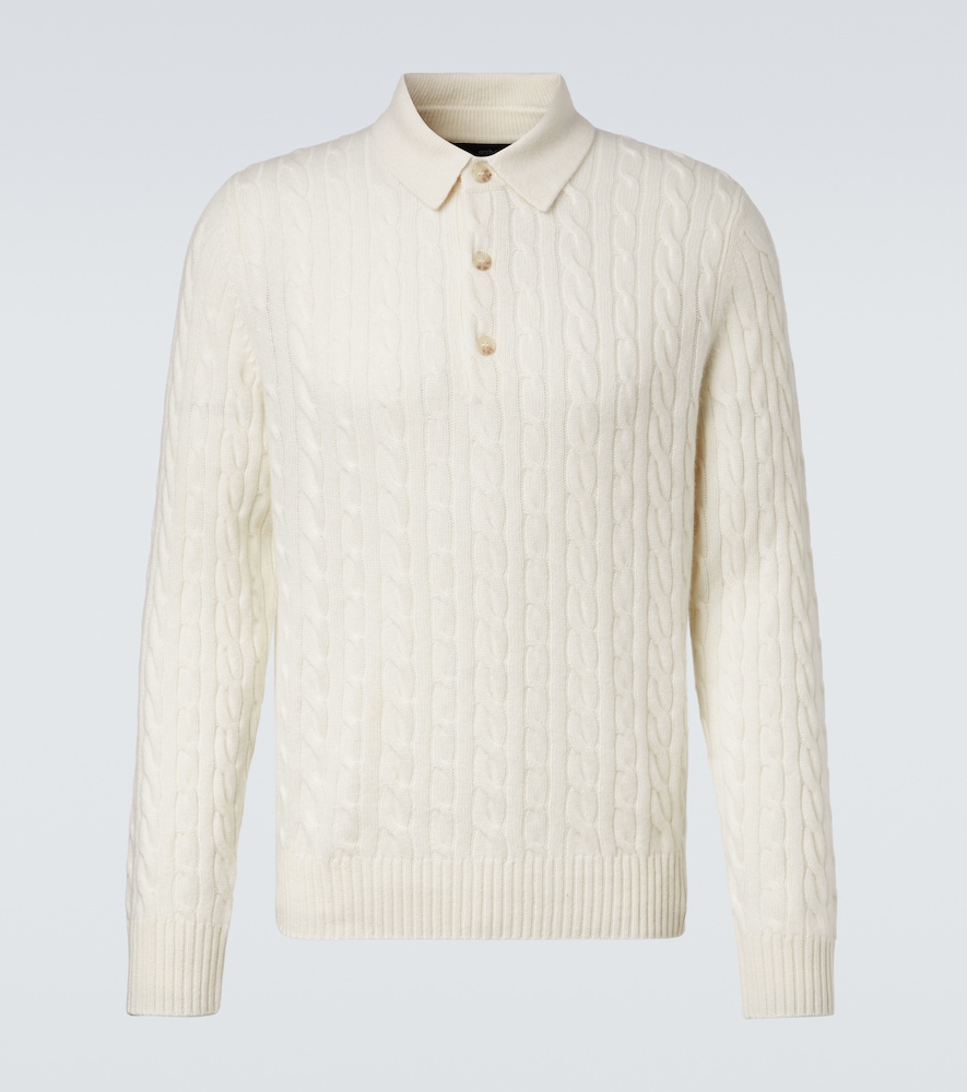 Arch4 Cable Knit Cashmere Polo Sweater