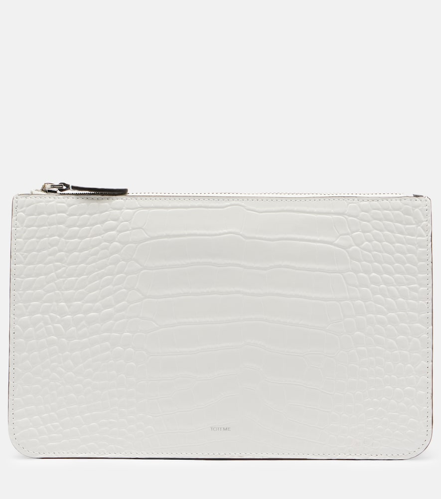 Toteme Threefold croc-effect leather clutch