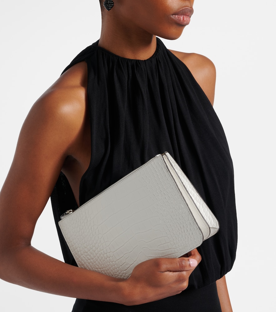 Toteme Threefold croc-effect leather clutch