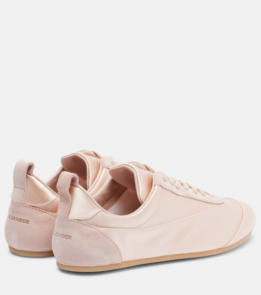 Jil Sander Floor Suede-trimmed Satin Sneakers In Pink