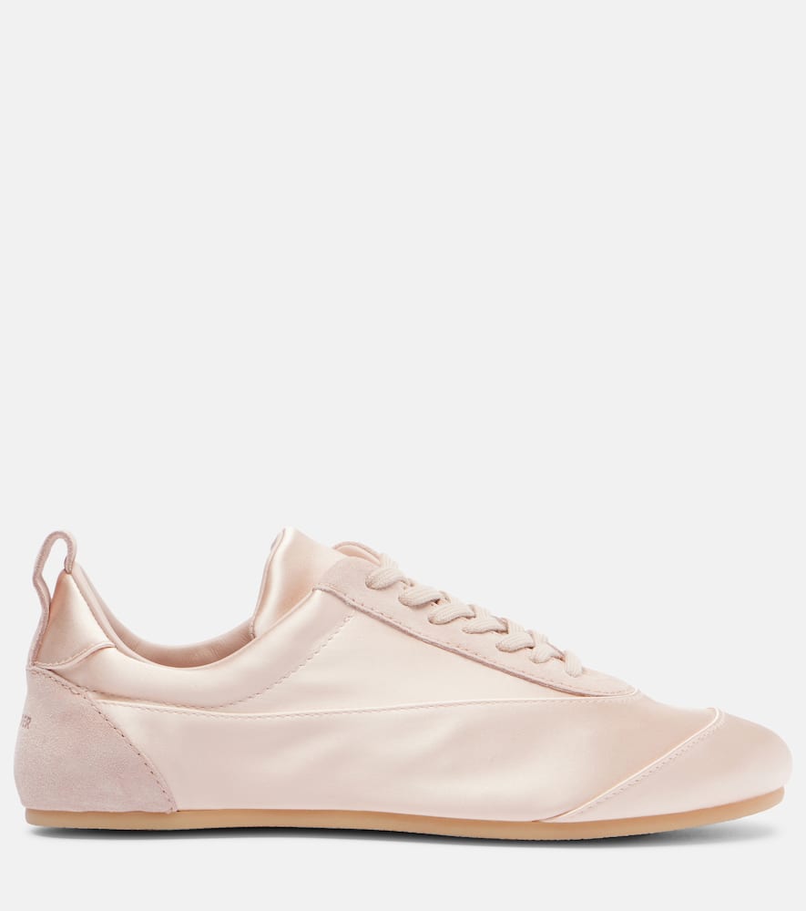 Jil Sander Floor Suede-trimmed Satin Sneakers In Pink