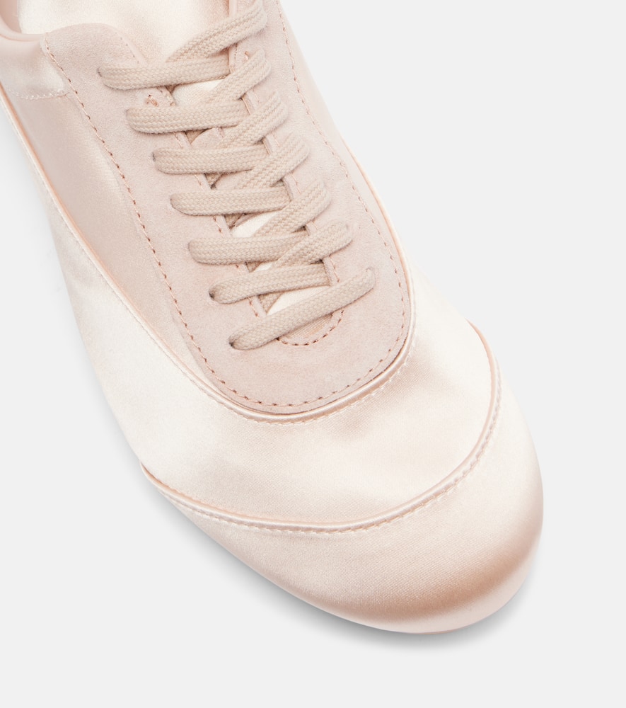Jil Sander Floor Suede-trimmed Satin Sneakers In Pink