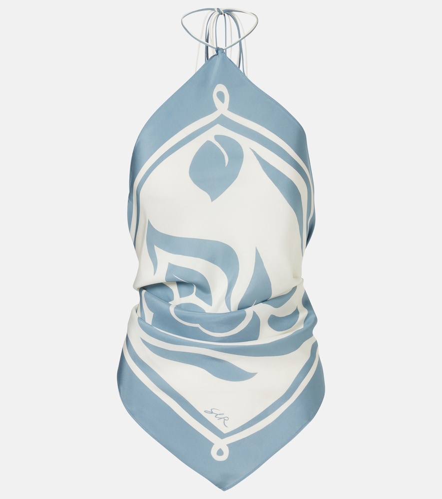 Sir Lilou Halterneck Silk Top In White