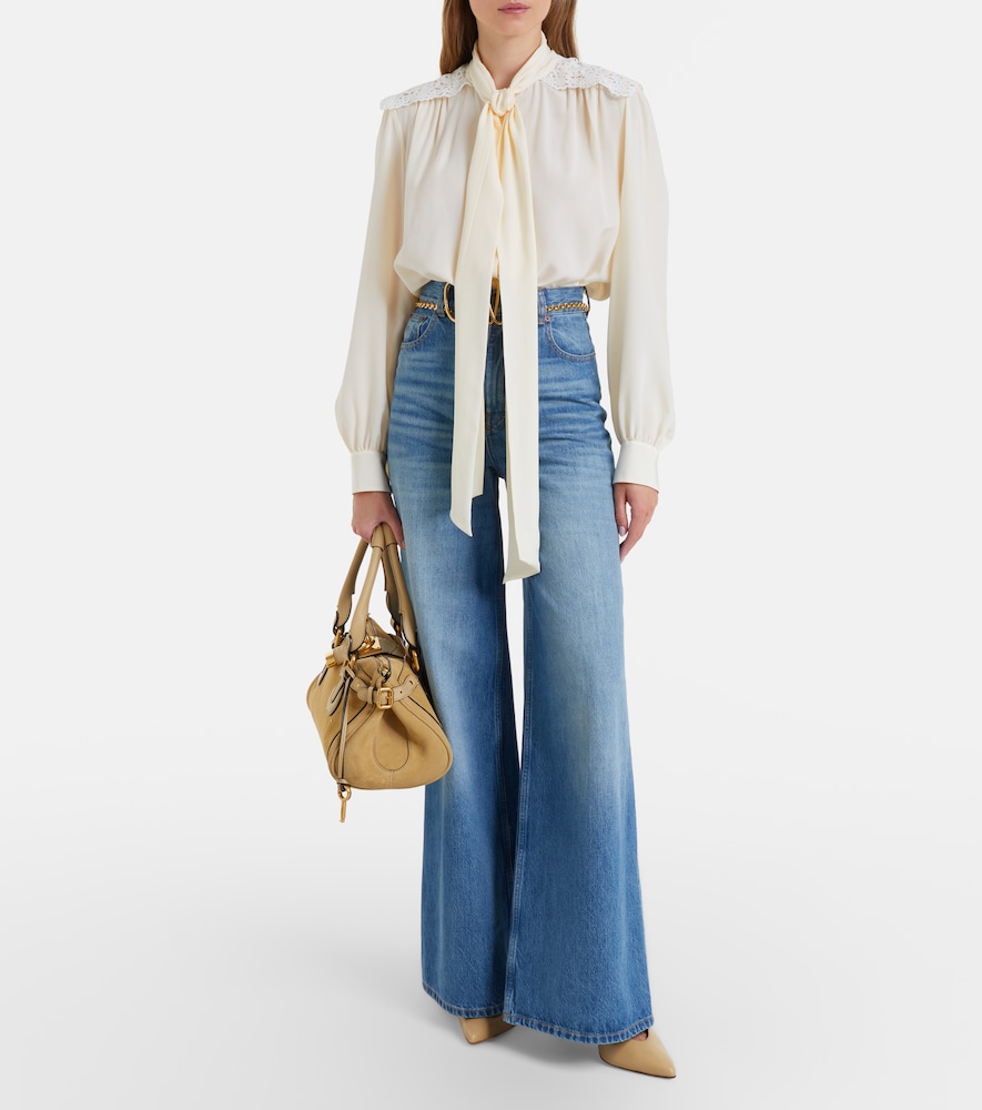 Chloé Lace-Trimmed Silk Crêpe De Chine Blouse