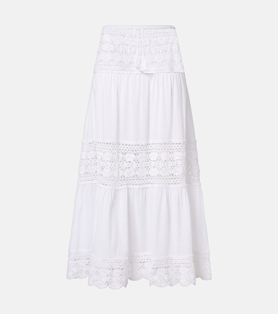 Anna Kosturova Filigree crochet-trimmed cotton maxi skirt