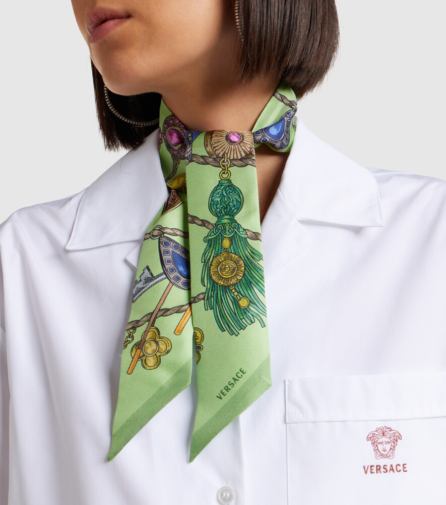 Versace Floral silk twill scarf