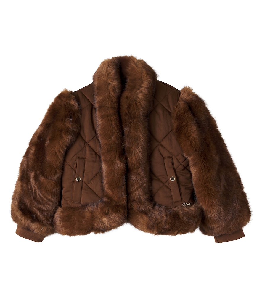 Chloé Kids Wattierte Jacke mit Teddy