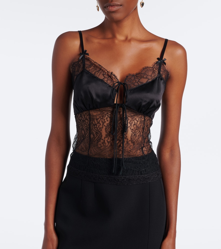 Dolce&Gabbana Floral Satin-Trimmed Lace Top
