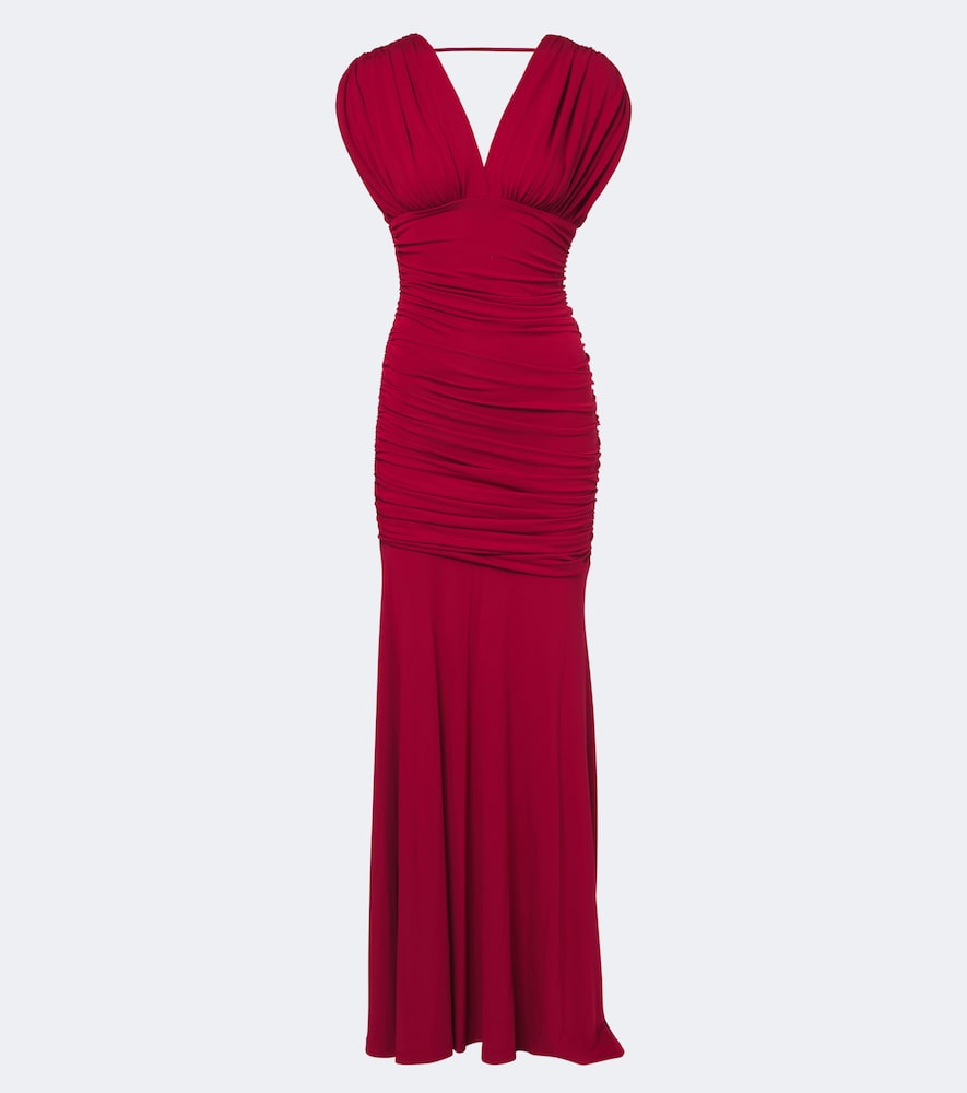 Norvelle Draped Open-Back Gown
